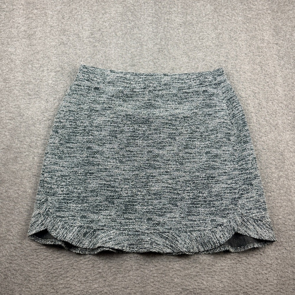 LOFT Women's Size Medium Gray Black Textured Knit Mini Skirt Fluffy